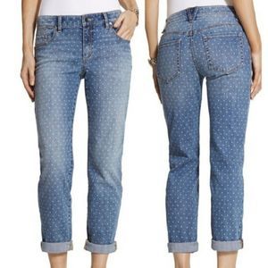 Chicos polka dot skimmer skinny jeans size 1